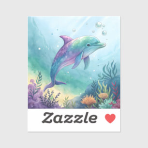 Watercolor painted dolphin