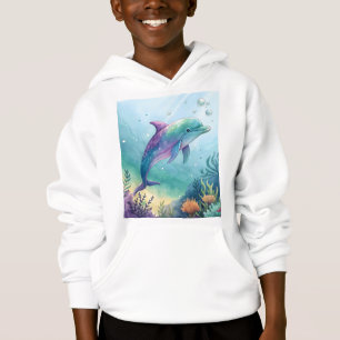 Watercolor painted dolphin