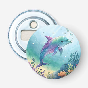 Watercolor painted dolphin bottle opener