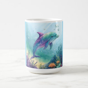 Watercolor painted dolphin coffee mug