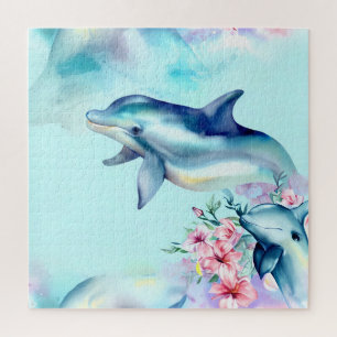 Watercolor Painted Dolphin Jigsaw Puzzle