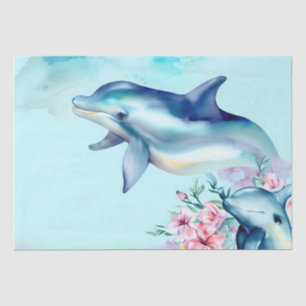Watercolor Painted Dolphin Tissue Paper