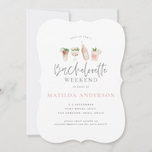 watercolor painted drinks bachelorette weekend announcement