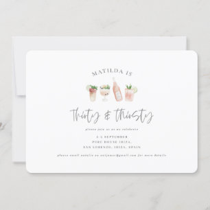 watercolor painted drinks thirty & thirsty announcement