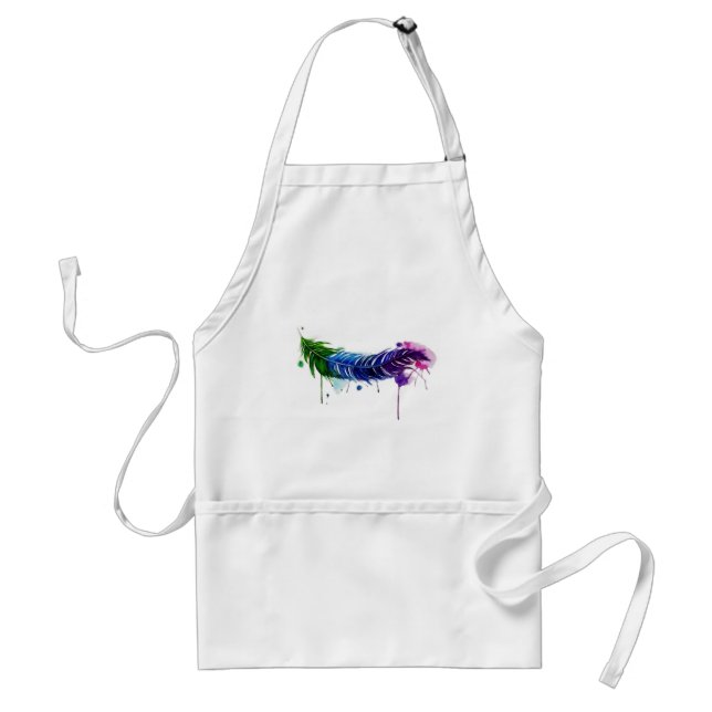 Watercolor Painted Feather Standard Apron (Front)