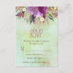 Watercolor Painted Flower Wedding RSVP Card