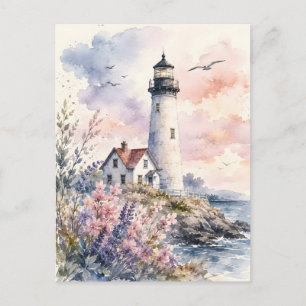 Watercolor Painted Lighthouse Postcard