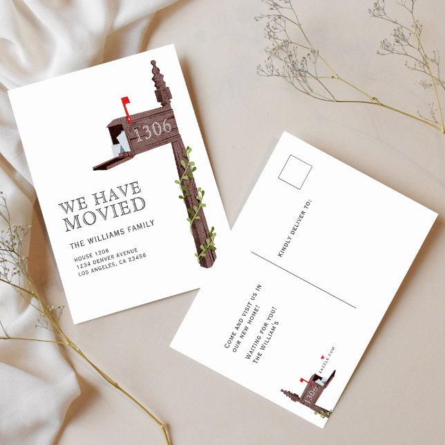 Watercolor Painted Mailbox New Home Moving Announcement Postcard (Creator Uploaded)