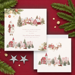 watercolor painted merry christmas  holiday card