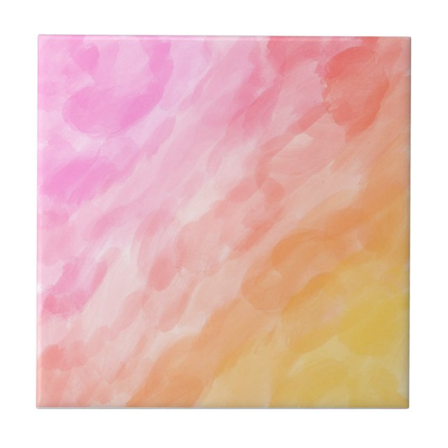 Watercolor painted pastel ceramic tile (Front)