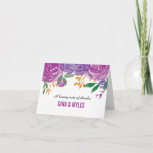 Watercolor Painted Purple Blooms   Thank You Card