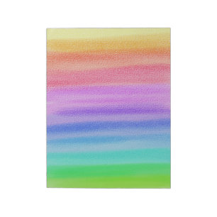 Watercolor Painted Rainbow Colour Stripes Notepad