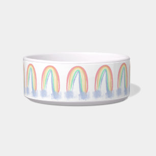 watercolor painted rainbow customise name bowl
