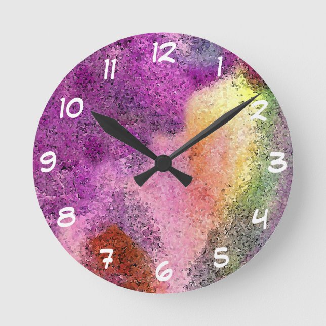 Watercolor painted Rice Paper Round Clock (Front)