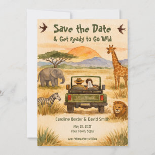 Watercolor Painted Safari Go Wild Save the Date