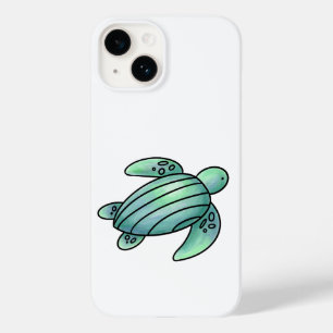watercolor painted sea turtle cartoon blue green Case-Mate iPhone 14 case