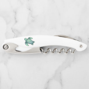watercolor painted sea turtle cartoon blue green corkscrew