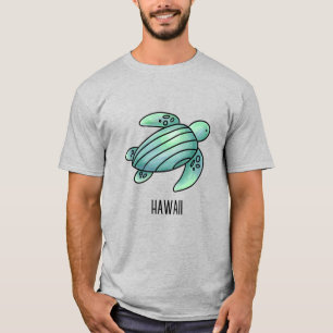 watercolor painted sea turtle cartoon blue green T-Shirt