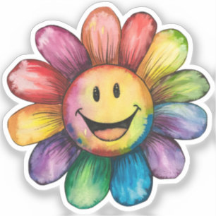 Watercolor painted Smiling Flower
