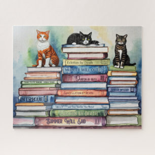 Watercolor Painted Stack of Reading Books Jigsaw Puzzle