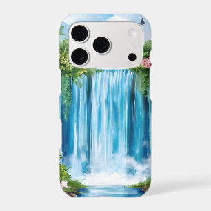 Watercolor painted waterfall
