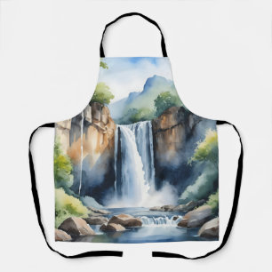 Watercolor painted waterfall apron