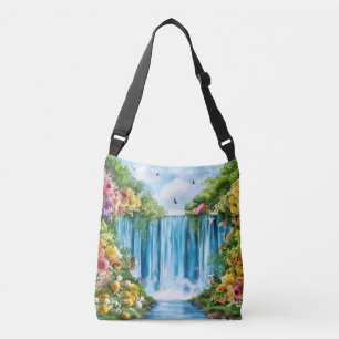 Watercolor painted waterfall crossbody bag