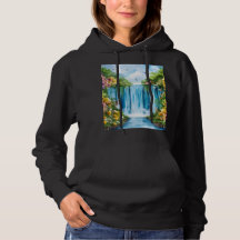 Watercolor painted waterfall