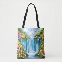 Watercolor painted waterfall