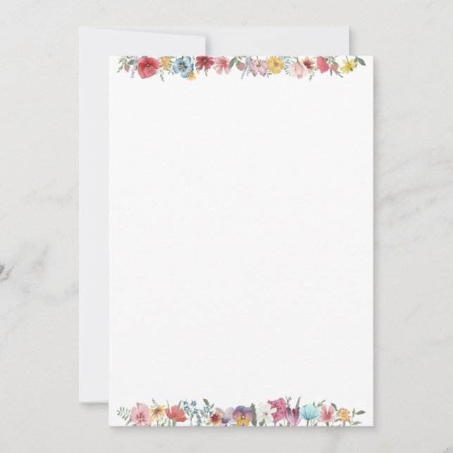 Watercolor Painted Wildflowers Blank Card  (Front)