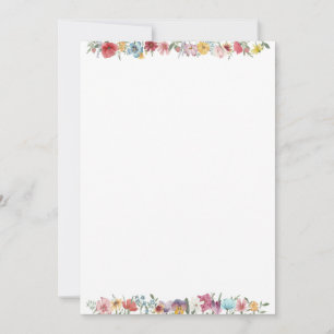Watercolor Painted Wildflowers Blank Card 