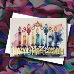 Watercolor Painting Abstract Hanukkah Menorah Foil Holiday Card<br><div class="desc">Watercolor Painting Abstract Hanukkah Menorah</div>
