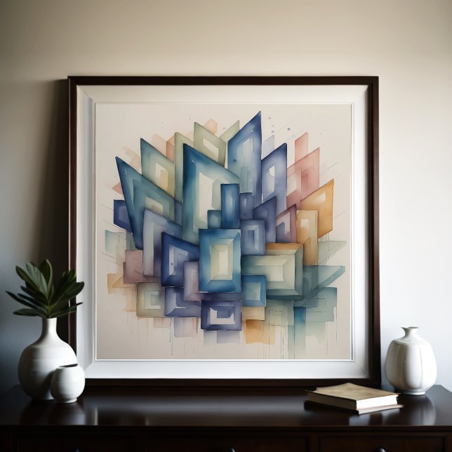 Watercolor Painting Abstract Modern Geometric 1:1 Poster (Creator Uploaded)