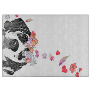 Watercolor Painting Beagle Dog Wreath Flowers Cutting Board