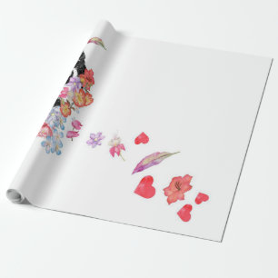 Watercolor Painting Beagle Dog Wreath Flowers Wrapping Paper