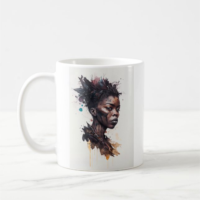 Watercolor Painting, Beautiful African Tribe Women Coffee Mug (Left)