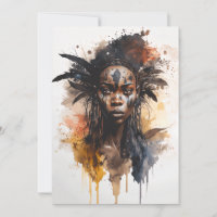 Watercolor Painting, Beautiful African Tribe Women