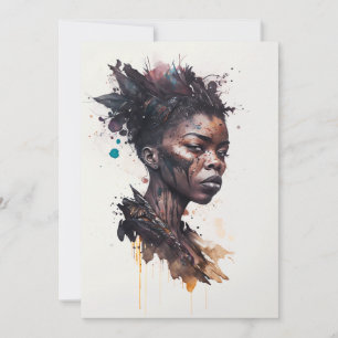 Watercolor Painting, Beautiful African Tribe Women Invitation
