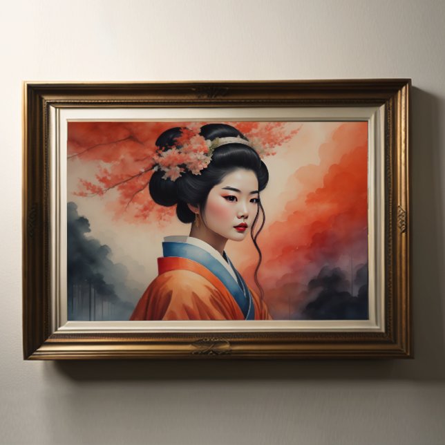 Watercolor Painting Beautiful Asian Woman Flowers Poster (Creator Uploaded)