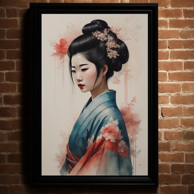 Watercolor Painting Beautiful Asian Woman Flowers Poster (Creator Uploaded)