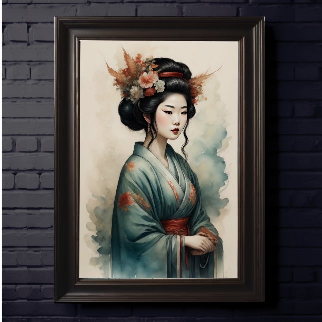 Watercolor Painting Beautiful Asian Woman Flowers Poster (Creator Uploaded)