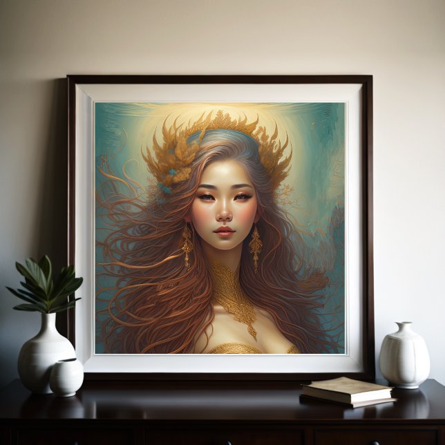 Watercolor Painting Beautiful Asian Woman  Poster (Creator Uploaded)
