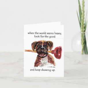 watercolor painting Boxer + Paradise,CA fire story Thank You Card