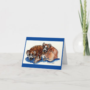 watercolor painting  Boxers & inspirational phrase Thank You Card