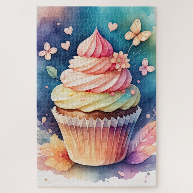 Watercolor Painting Cupcake Jigsaw Puzzle (Vertical)