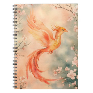 watercolor painting depicting a mythical phoenix notebook
