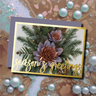 Watercolor Painting Evergreen Pinecone Christmas Holiday Card