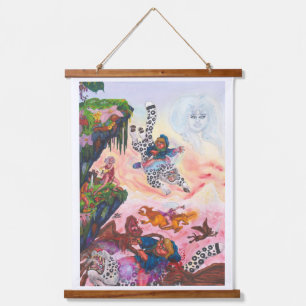 Watercolor Painting Fantasy Fight Demons Unicorn Hanging Tapestry