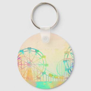 Watercolor Painting Ferris Wheel Fairground Art Key Ring