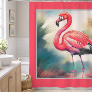Watercolor Painting Flamingo Shower Curtain